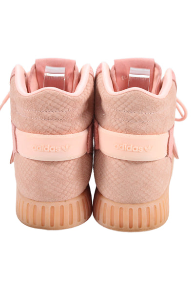 Adidas Womens Tubular High Top Strap Leather Athletic Sneakers Shoes Pink Size 6