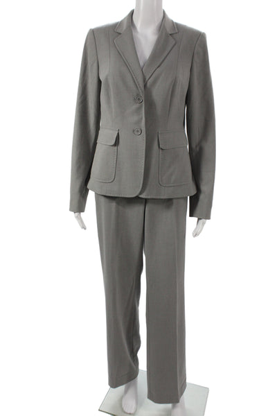 Calvin Klein Womens Two Button Long Sleeve Blazer Pants Suit Set Gray Size 8