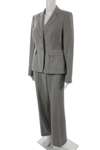 Calvin Klein Womens Two Button Long Sleeve Blazer Pants Suit Set Gray Size 8