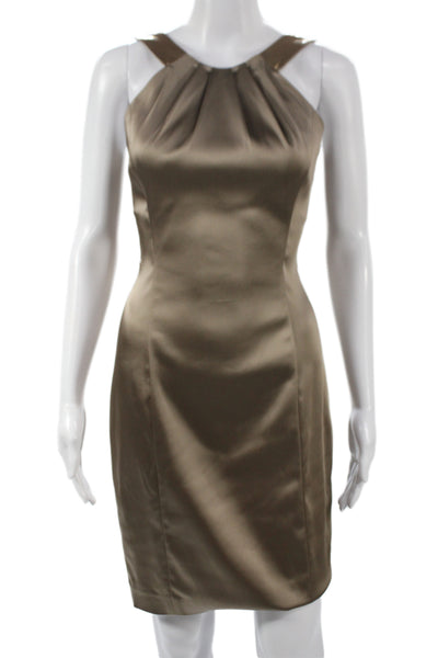 Calvin Klein Women Sheath Dress Brown Round Neck Above Knee Size 0