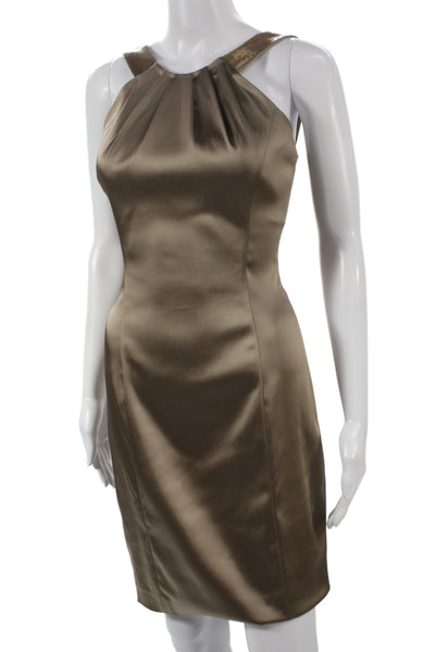Calvin Klein Women Sheath Dress Brown Round Neck Above Knee Size 0