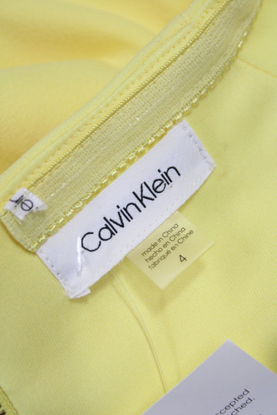 Calvin Klein Womens Sheath Dress Yellow Knee Length Half Sleeve Size 4