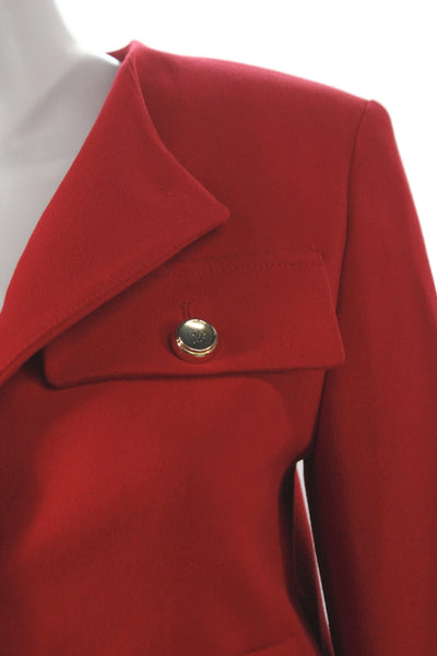 Zara Women Red Button Solid Long Sleeve Jacket Fall Acetate Blend Size XS