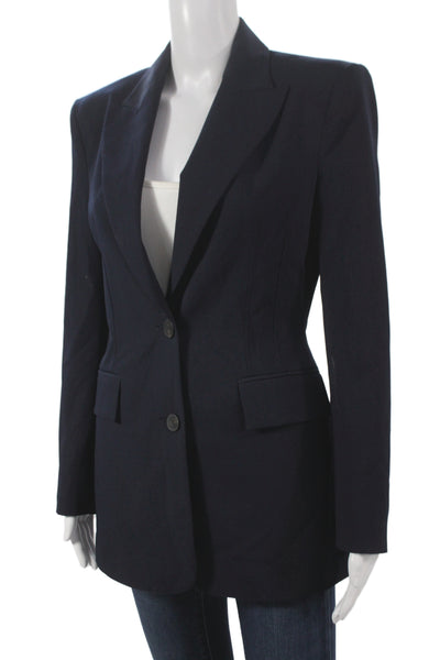 Zara Womens Blue Blazer Button Long Sleeve Polyester Classic Size S