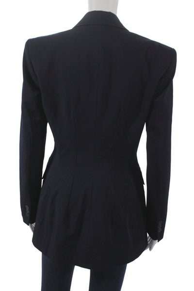 Zara Womens Blue Blazer Button Long Sleeve Polyester Classic Size S