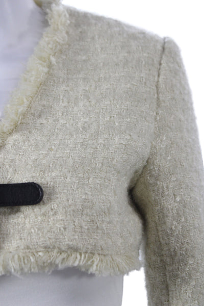 Moussy Women Basic Jacket Ivory Buckle Long Sleeve Polyester Size XS