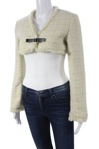Moussy Women Basic Jacket Ivory Buckle Long Sleeve Polyester Size XS