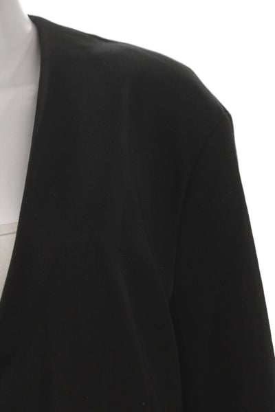 Zara Womens Black Cotton Wool Classic V-Neck Button Long Sleeve Jacket Size XS