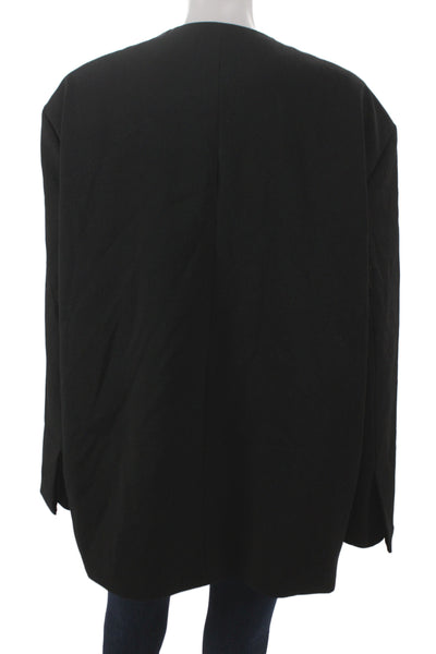 Zara Womens Black Cotton Wool Classic V-Neck Button Long Sleeve Jacket Size XS