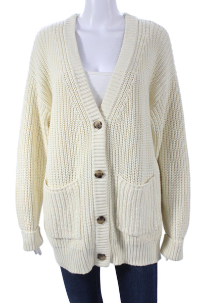 Zara Womens Black Cotton Wool Classic V-Neck Button Long Sleeve Jacket Size XS