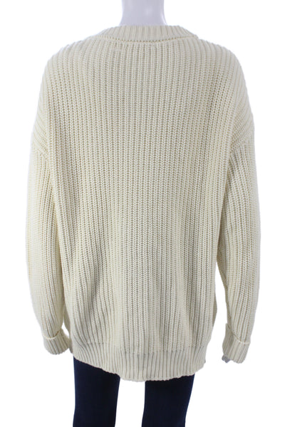 Callahan Womens Ivory V Neck Long Sleeve Cotton Cardigan Sweater Size S