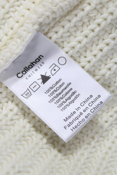 Callahan Womens Ivory V Neck Long Sleeve Cotton Cardigan Sweater Size S