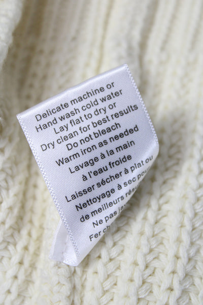 Callahan Womens Ivory V Neck Long Sleeve Cotton Cardigan Sweater Size S