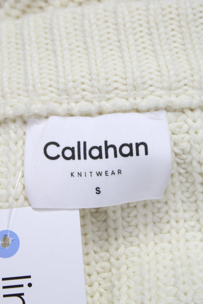 Callahan Womens Ivory V Neck Long Sleeve Cotton Cardigan Sweater Size S