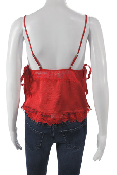 Intimately Free People Women Boho Red V Neck Sleeveless Tank Polyester Size XS