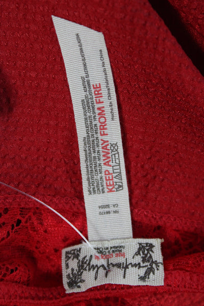 Intimately Free People Women Boho Red V Neck Sleeveless Tank Polyester Size XS