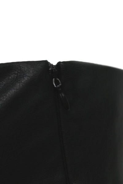 Zara Women Black Faux Leather Strapless Sleeveless Biker Jumpsuit Zip Size S