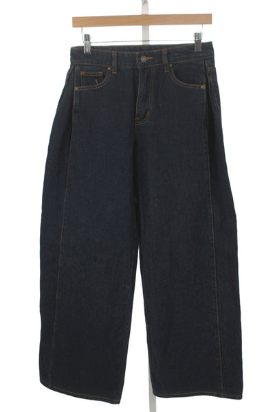 Lioness Unisex Wide-Leg Dark Blue Jeans Mid Rise 96% Cotton Size XS