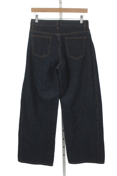 Lioness Unisex Wide-Leg Dark Blue Jeans Mid Rise 96% Cotton Size XS