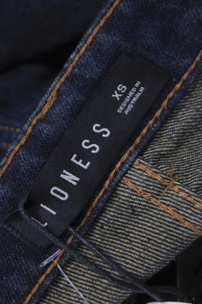 Lioness Unisex Wide-Leg Dark Blue Jeans Mid Rise 96% Cotton Size XS