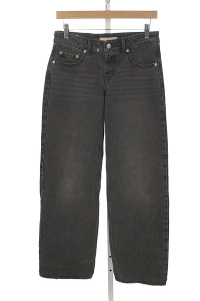 Levis Unisex Wide Leg Jeans Dark Gray Mid Rise Button Fly Size 25