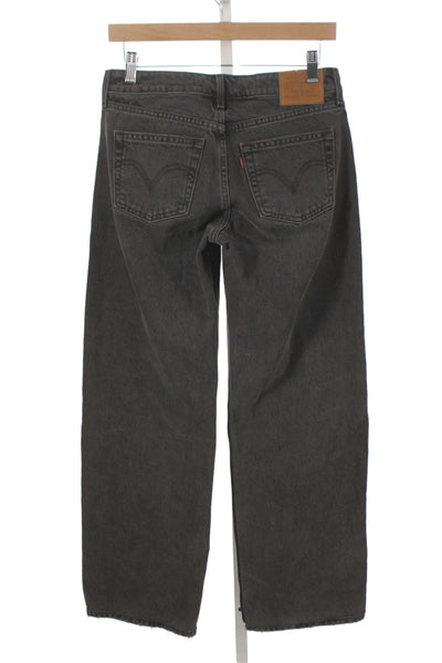 Levis Unisex Wide Leg Jeans Dark Gray Mid Rise Button Fly Size 25