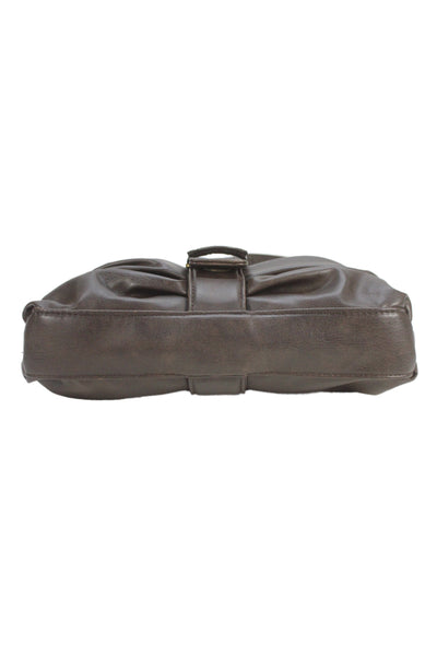 Zara Womens Vegan Leather Ruched Shoulder Bag Brown