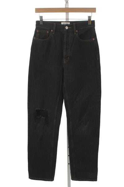 Still Here Womens Black Straight High Rise Button Jeans Size 25