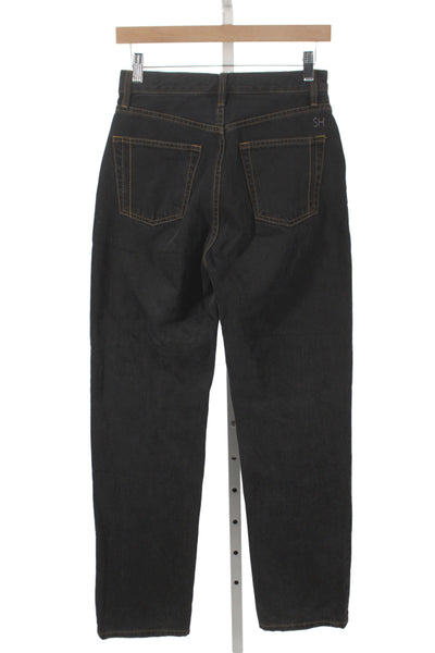 Still Here Womens Black Straight High Rise Button Jeans Size 25