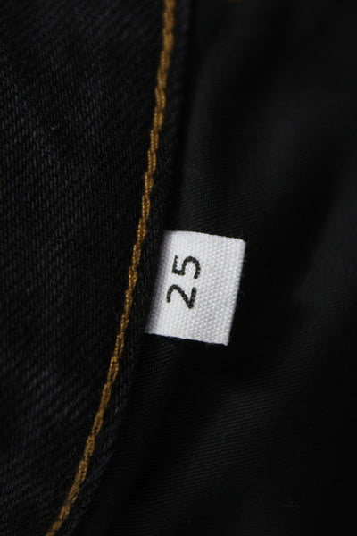 Still Here Womens Black Straight High Rise Button Jeans Size 25