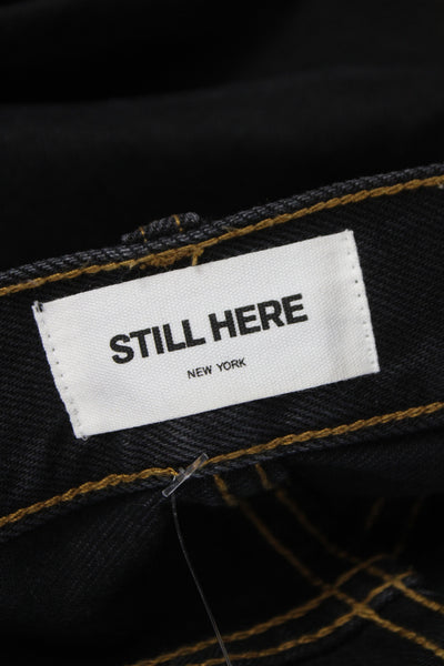 Still Here Womens Black Straight High Rise Button Jeans Size 25