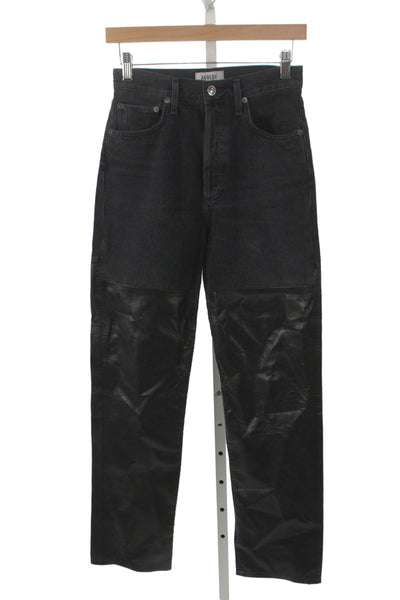 Agolde Unisex Black Straight Jeans Mid Rise Button Fly Size 24
