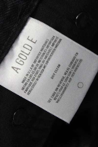 Agolde Unisex Black Straight Jeans Mid Rise Button Fly Size 24