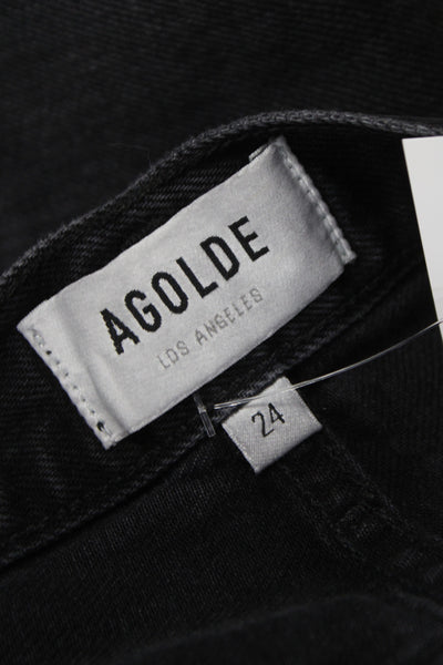 Agolde Unisex Black Straight Jeans Mid Rise Button Fly Size 24
