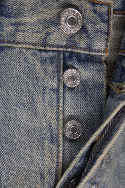 Re/Done Unisex Straight Cropped Light Blue Jeans Mid Rise Button Size 24