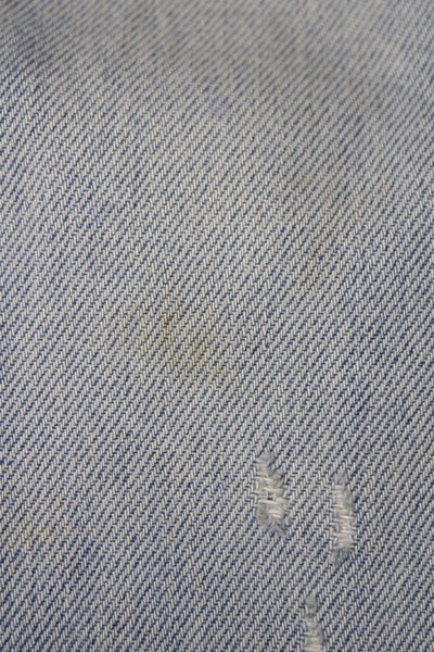 Re/Done Unisex Straight Cropped Light Blue Jeans Mid Rise Button Size 24