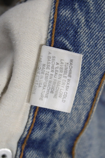 Re/Done Unisex Straight Cropped Light Blue Jeans Mid Rise Button Size 24