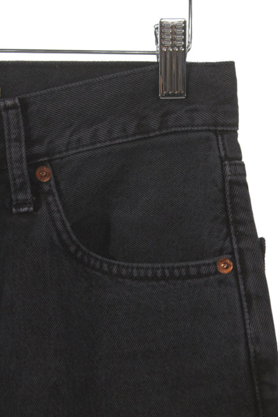 Re/Done Unisex High Rise Straight Jeans Black Denim Leather Size 24