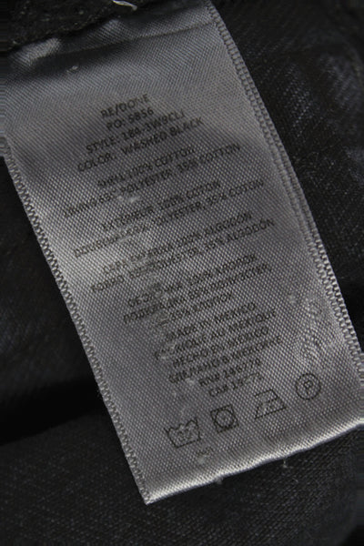 Re/Done Unisex High Rise Straight Jeans Black Denim Leather Size 24