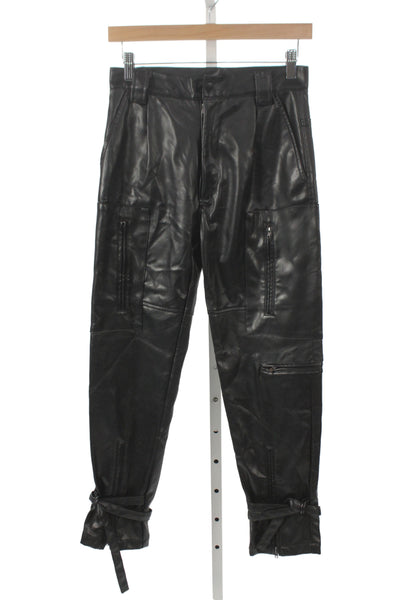 Re/Done Unisex High Rise Straight Jeans Black Denim Leather Size 24