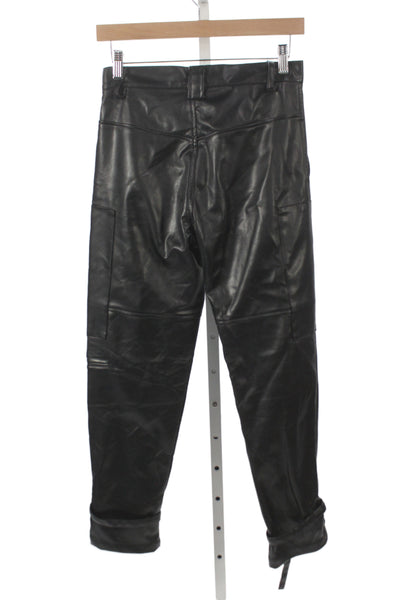 Kimberly Taylor Women Faux Leather Cargo Pants Black Zip Size XS