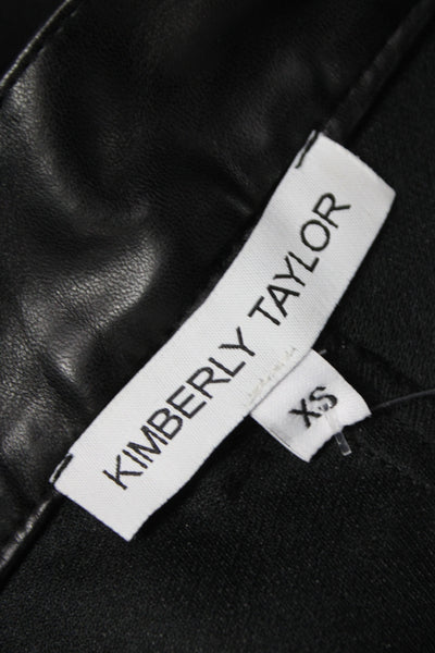 Kimberly Taylor Women Faux Leather Cargo Pants Black Zip Size XS
