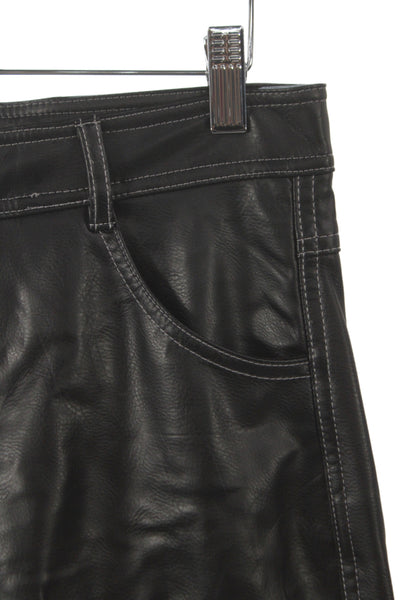 Zara Unisex 90s Black Synthetic Leather Pants Zip 30 Inseam Size S