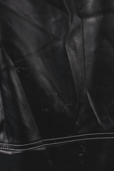 Zara Unisex 90s Black Synthetic Leather Pants Zip 30 Inseam Size S