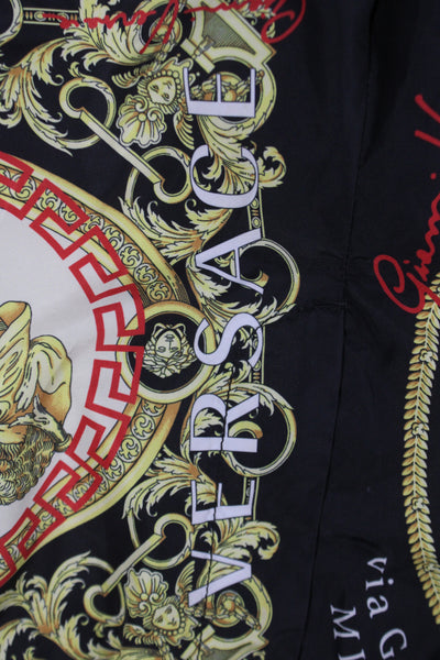Versace Mens Jogger Black Polyester Graphic Print Drawstring Designer Size 44