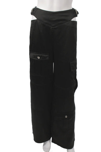 By Dyln Womens Black Cargo Pants Buckle 100% Polyester Gothic Size S