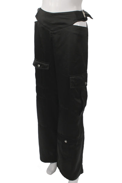 By Dyln Womens Black Cargo Pants Buckle 100% Polyester Gothic Size S