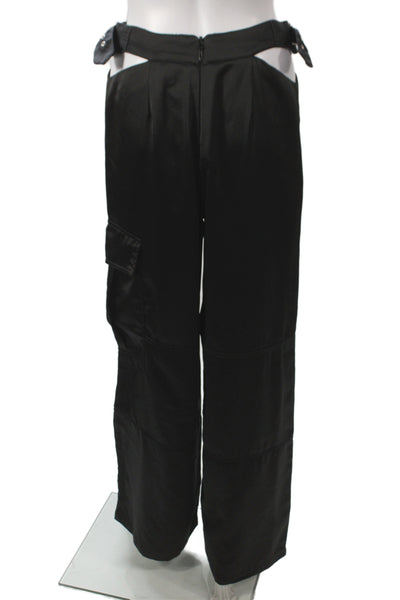 By Dyln Womens Black Cargo Pants Buckle 100% Polyester Gothic Size S