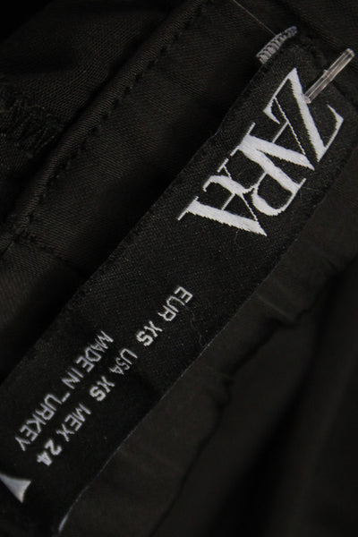 Zara Unisex Cargo Jogger Pants Black Drawstring Polyester Wool Size XS