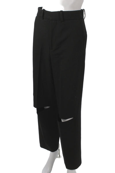 Zara Unisex Black Cropped Dress Pants Polyester Wool Size XS